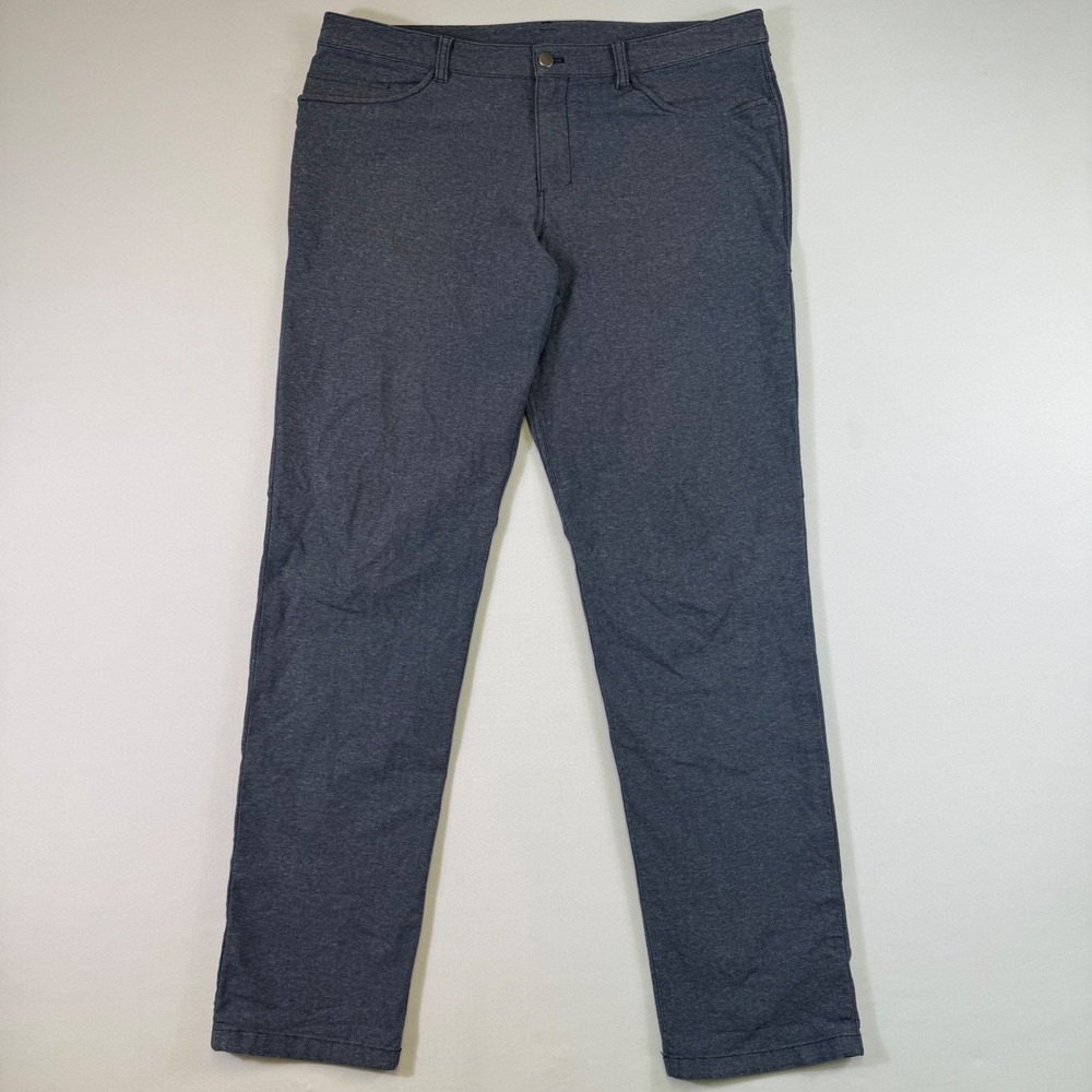 Lululemon ABC Tech Canvas Pant Classic Men 36 Fits 38x33 Blue Heathered Stretch